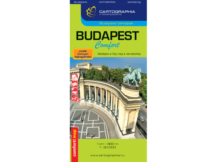 Budapest Comfort térkép, 1:30000 - vízálló, könnyen hajtogatható