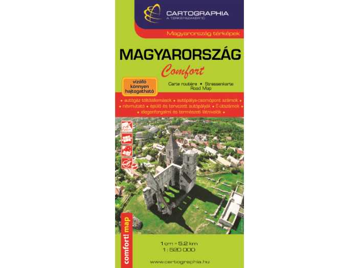 Magyarország Comfort térkép, 1:520000 - vízálló, könnyen hajtogatható