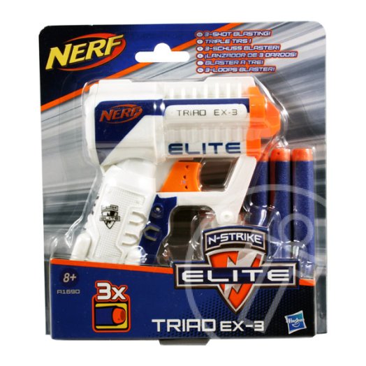 NERF N-Strike Elite: Triad Ex-3 szivacslövő pisztoly - fehér