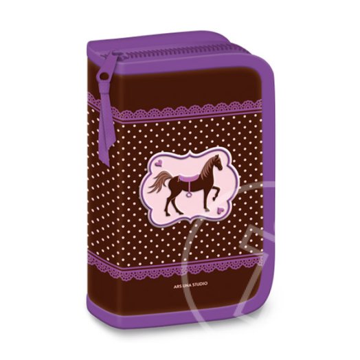 My Horse: lovas cipzáros kihajtható tolltartó - lila-barna
