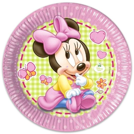 Mikiegér: Bébi Minnie egér 8 darabos papírtányér - 23 cm-es
