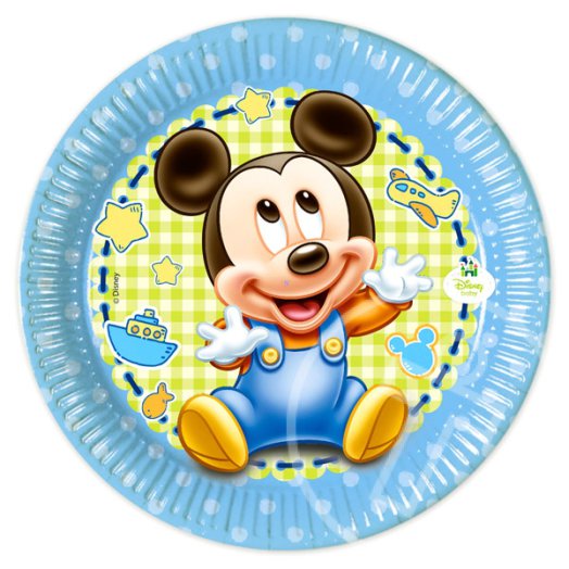 Mickey Egér bébi papírtányér - 20 cm, 8 db