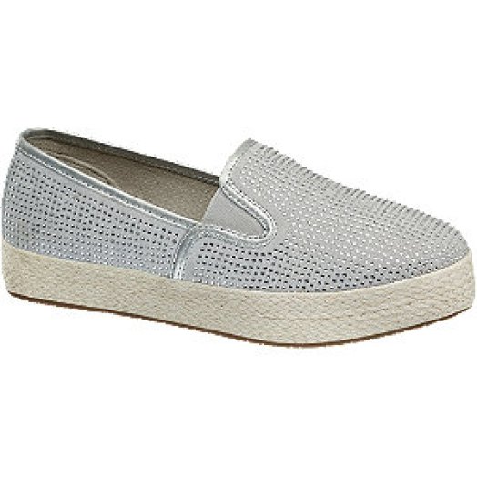 Ezüst strasszos slipper