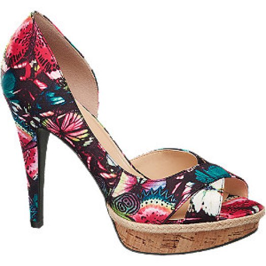 Mintás tűsarkú peep-toe