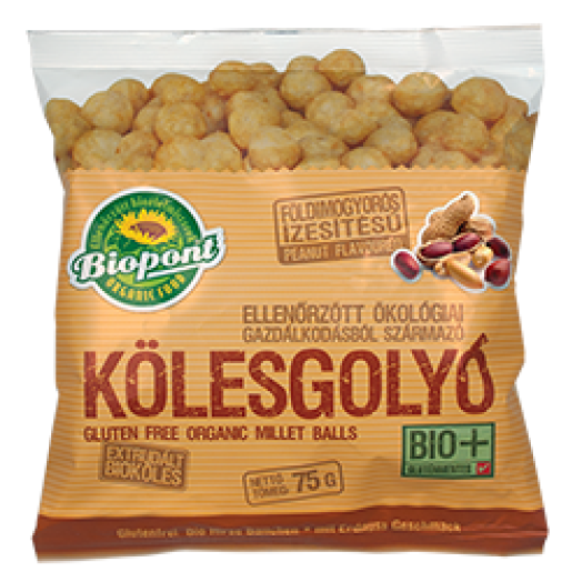 Biopont Extrudált kölesgolyó, földimogyoró ízesítésű 75 g
