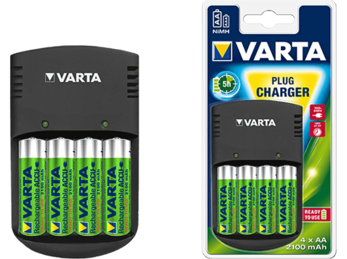 Plug akkutöltő 4x2100mAh akkumulátorral