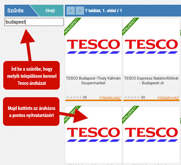 Tesco áruházak nyitvatartás kereső