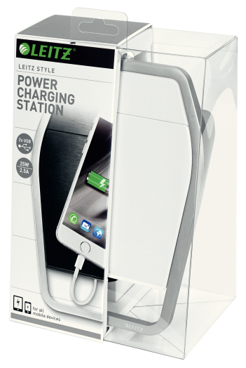 Leitz Style USB töltőállomás 2-portos, kristályfehér