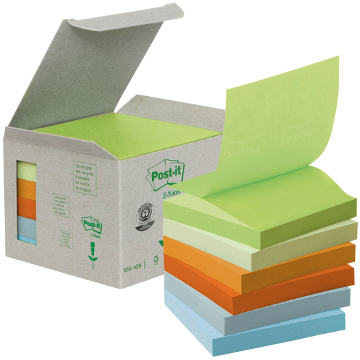 Post-it újrahasz. Z-minitorony 76x76mm szivárvány 6 tömb/cs.