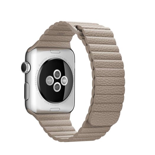 Apple - 42 mm-es kavicsszürke bőrszíj – közepes