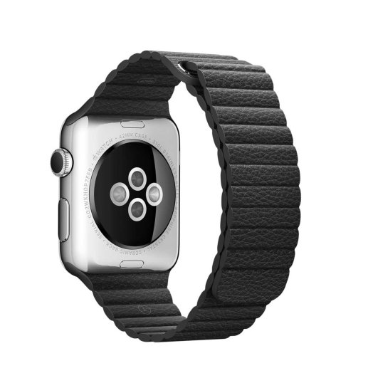 Apple - 42 mm-es fekete bőrszíj – nagy