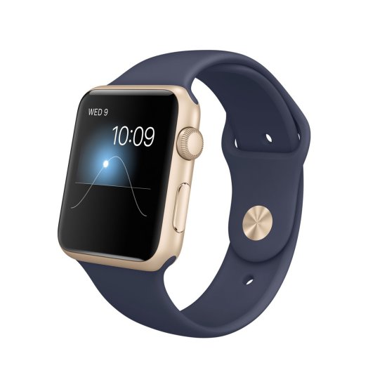 Apple Watch Sport - 42 mm-es, aranyszínű alumíniumtok éjkék sportszíjjal