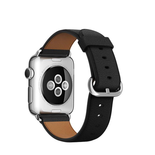 Apple - 38 mm-es fekete klasszikus csatos bőrszíj