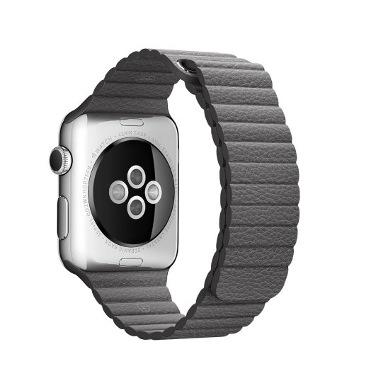 Apple - 42 mm-es viharszürke bőrszíj – nagy