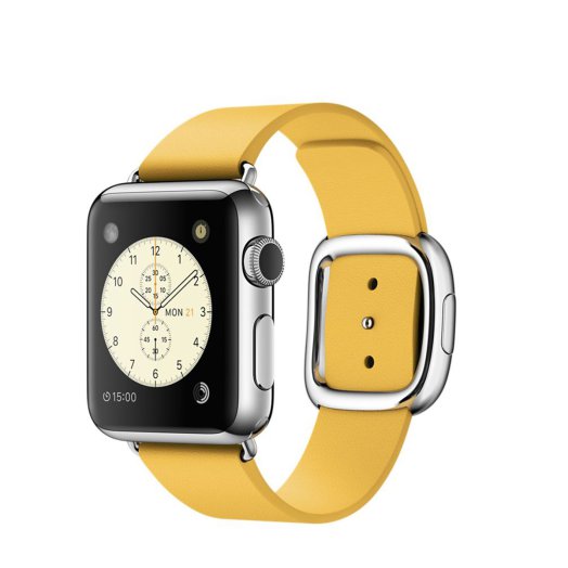 Apple Watch - 38 mm-es, rozsdamentes acél tok közepes körömvirágszínű szíjjal, modern csattal