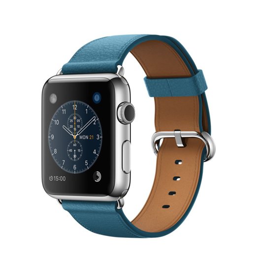 Apple Watch - 42 mm-es, rozsdamentes acél tok tengerkék szíjjal, klasszikus csattal
