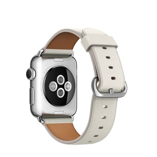 Apple - 38 mm-es fehér klasszikus csatos bőrszíj