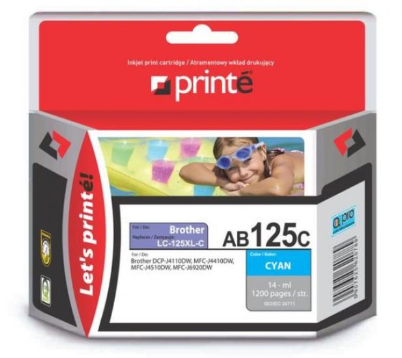 Printé patron AB125C (Brother LC125XLC) kék