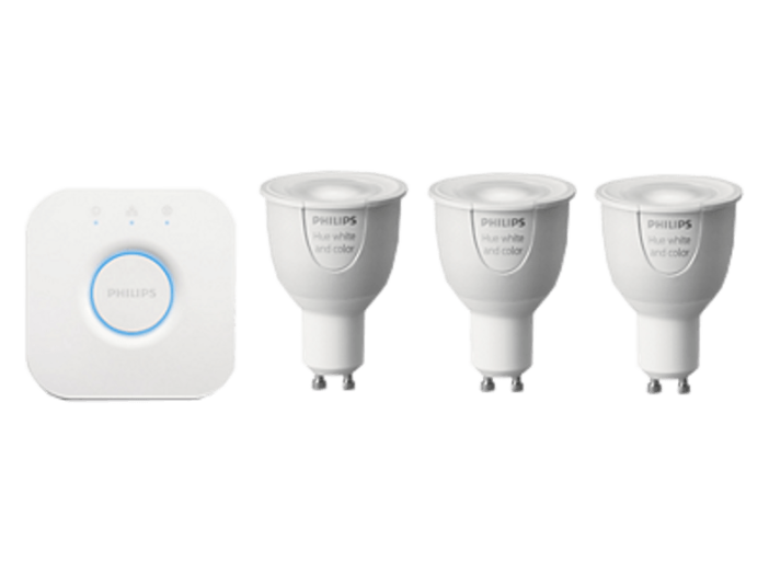HUE Kezdőkészlet 6,5W GU10 színes hangulatizzó (3db) + bridge