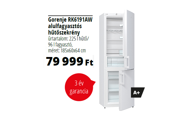 gorenje alulfagyasztós hűtő az auchanban