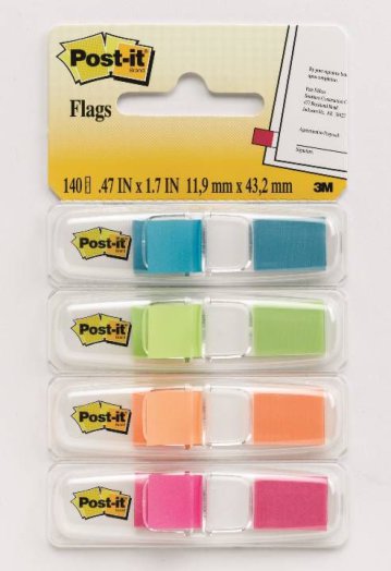 Öntapadós jelölőcímke, 12x43 mm, 4x35 címke, színes, POST-IT