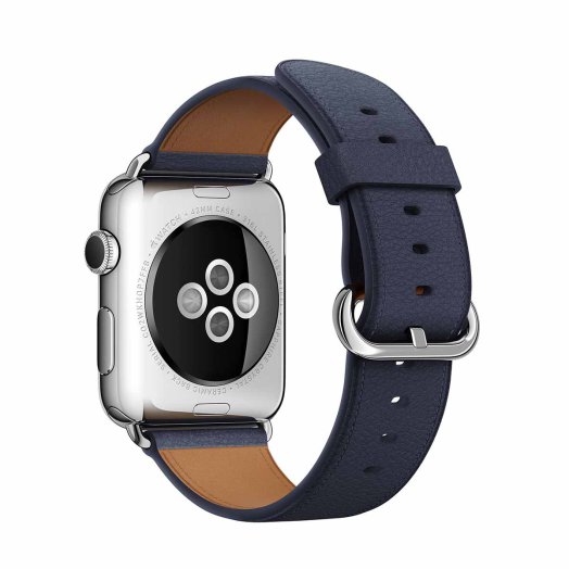 Apple - 42 mm-es éjkék színű klasszikus csatos bőrszíj