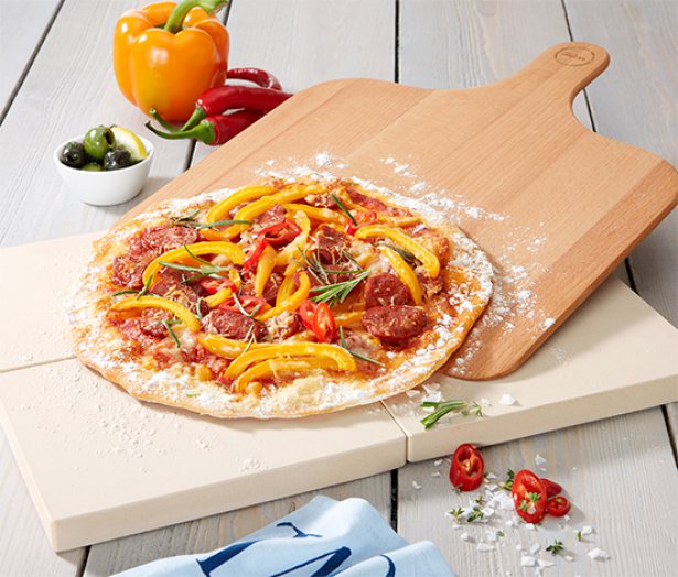 4 Samott pizza- és kenyérsütő kőlap szettben