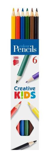 Színes ceruza, 6 db-os készlet, hatszögletű, Creative Kids ICO