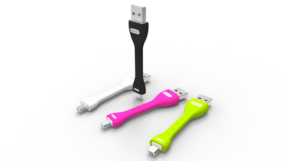 Btech micro usb kábel fehér 8cm BTU-5020