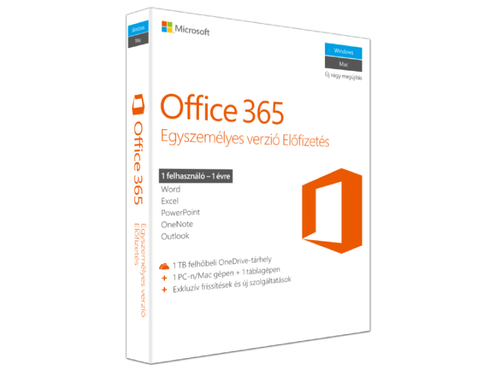 Office 365 Egyszemélyes verzió (1 éves előfizetés)