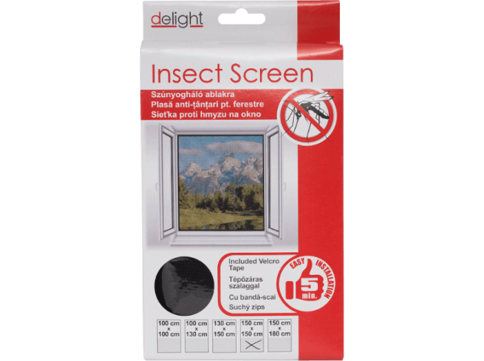 11603BK Szúnyogháló ablakra, 150x150 cm, fekete