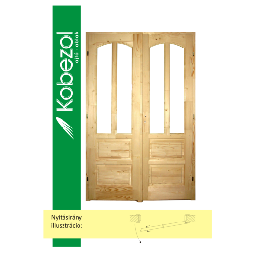 ROXANE CLASSIC BELSŐ KÉTSZ.AJTÓ TÖM FENYŐ 140*210 CM FÉLIG ÜVEGEZH.JOBB