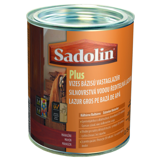 SADOLIN PLUS VASTAGLAZÚR SZÍNTELEN  VIZES BÁZISÚ, 0,75 L