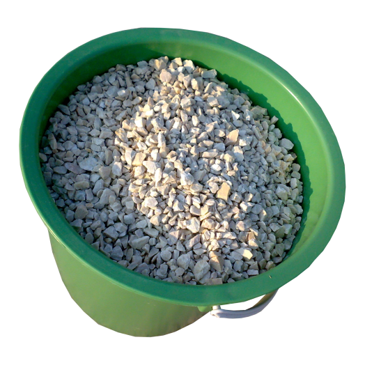 FEHÉR ZÚZOTT KŐ 10 LITERES VÖDRÖS KIVITELBEN 14-18KG
