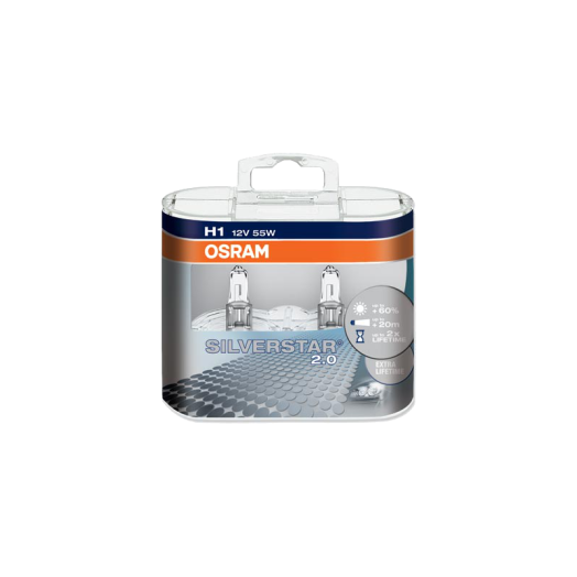 FÉNYSZÓRÓ H1, 12V/55W, OSRAM        SILVERSTAR +50%, DUO PACK,
