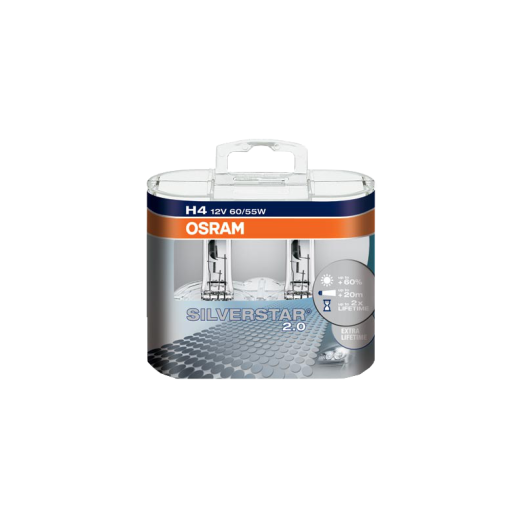 FÉNYSZÓRÓ H4, 12V/55W, OSRAM        SILVERSTAR +50%, DUO PACK