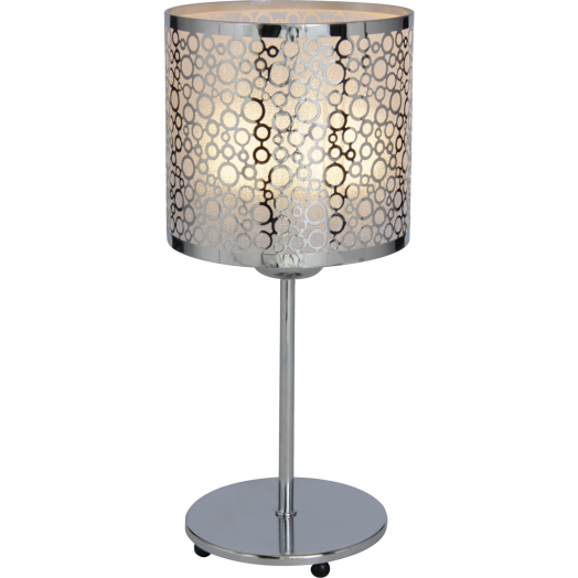 METAL ASZTALI LÁMPA KRÓM M: 32 CM ÁTM:14,5 CM 1*E27 40W
