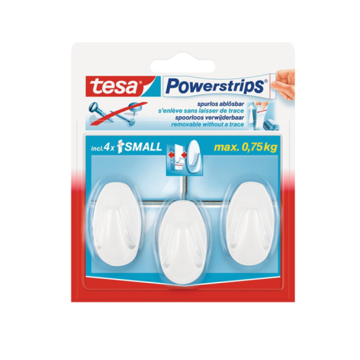 TESA POWER-STRIPS AKASZTÓ,FEHÉR     OVÁLIS, BELT. 2DB/CS.  KICSI