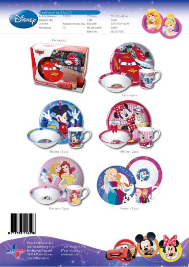 REGGELIZŐ SZETT PORCELÁN 3DB-OS DISNEY 6FÉLE