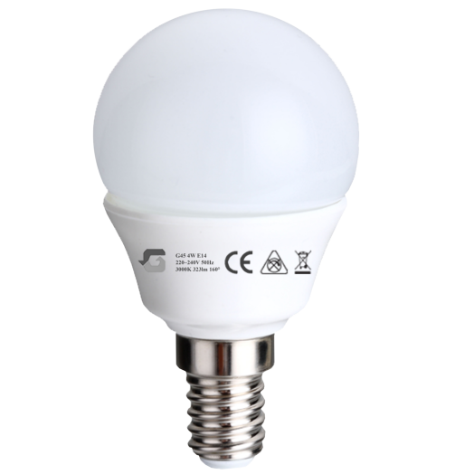 GÖMB LED IZZÓ 4W G45 323LM E14      3000K ÉLETTARTAM 25000H