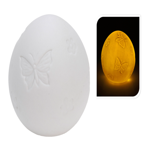 LED-S TOJÁS DÍSZ 8X8X10CM PORCELÁN 2DB LR44 ELEMMEL