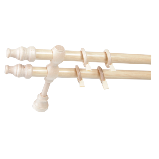 FA KARNIS SZETT 250CM KÉTSOROS 28MM FENYŐ (RÚD,TARTÓ,GYŰRŰ,CSAVAR)