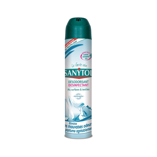 SANYTOL FERTŐTLENÍTŐ AEROSOL 300ML  LÉGFRISSÍTŐ+SZAGTALANÍTÓ,HEGYI LEV.