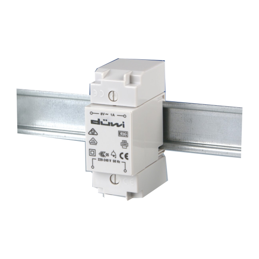 CSENGŐTRANSZFORMÁTOR SÍNRE SZERELHE TŐ 1,0A, 8V, 230V~, 50HZ, FEHÉR