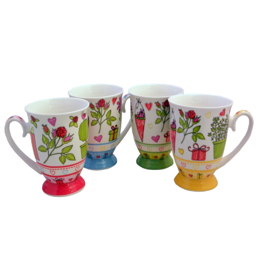 TALPAS PORCELÁN BÖGRE 26CL VIRÁGOS MINTÁVAL