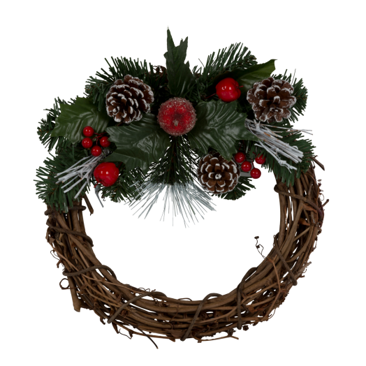 KOSZORÚ VESSZŐ +MAGYAL/TOBOZ DEKOR 25CM KARÁCSONY 2015