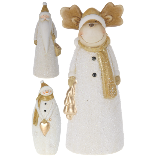DEKOR KERÁMIA FIGURÁS 22CM 3FÉLE    ARANY DÍSZÍTÉSSEL     KARÁCSONY2015