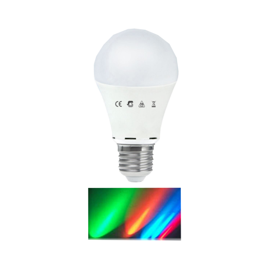 LED IZZÓ A60 7,5W E27 RGBSZÍNVÁLTÁS 2,5MÁSODPERCENKÉNT 25000 ÓRA