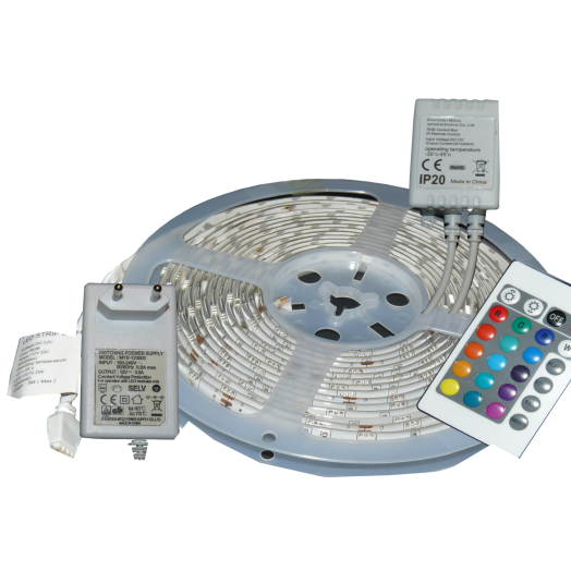 RGB LED SZALAG SZETT 5M             TÁVIRÁNYÍTÓVAL, FÉNYERŐSZABÁLYOZÁS
