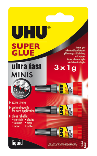 UHU SUPERMINI PILLANATRAGASZTÓ 3X1G FOLYÉKONY, BLISZT. (R:2722533)
